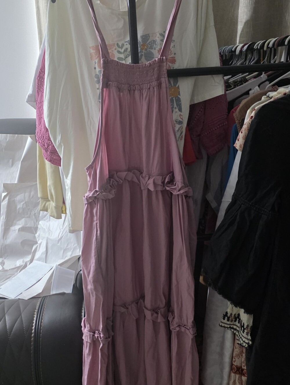 Mauve Pink Ruffle Maxi Sundress By Free People